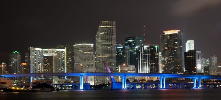 Downtown Miami at night, the home of movers Downtown Miami