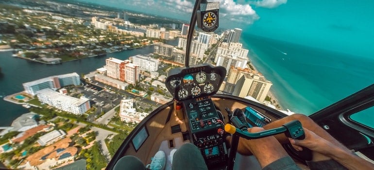 Point of view a person riding a helicopter
