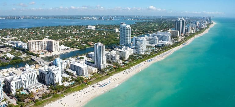 Aerial view of Miami: White Glove movers coconut grove are here to help you relocate