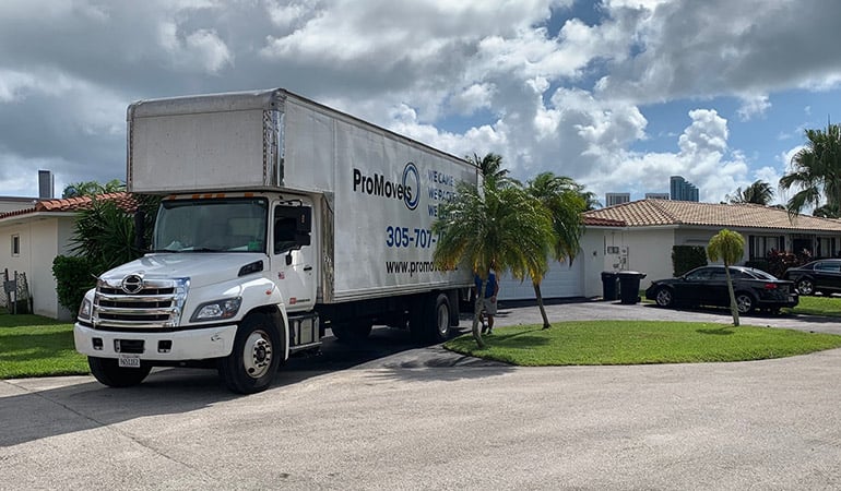 A moving truck belonging to moving companies Miami Dade